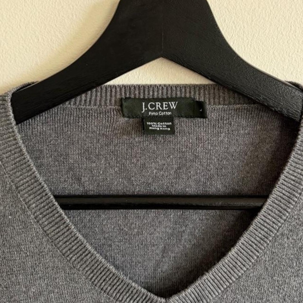 J.Crew gray v-neck pima cotton preppy sweater